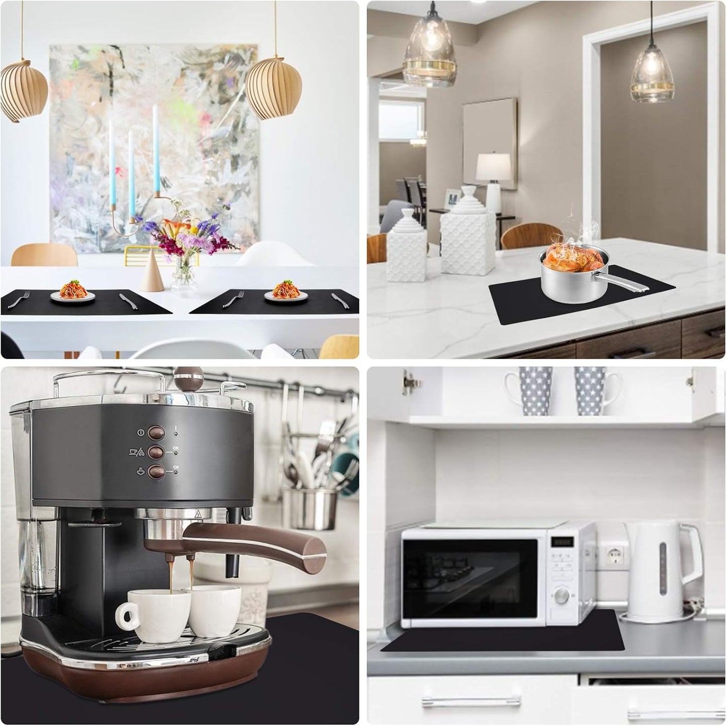 Gartful Extra Large Silicone Mats for Countertop, 28" by 20" Multipurpose Mat, Counter Table Protector, Desk Saver Pad, Placemat Nonstick Nonskid Heat-Resistant Pad, Black, 2PCS