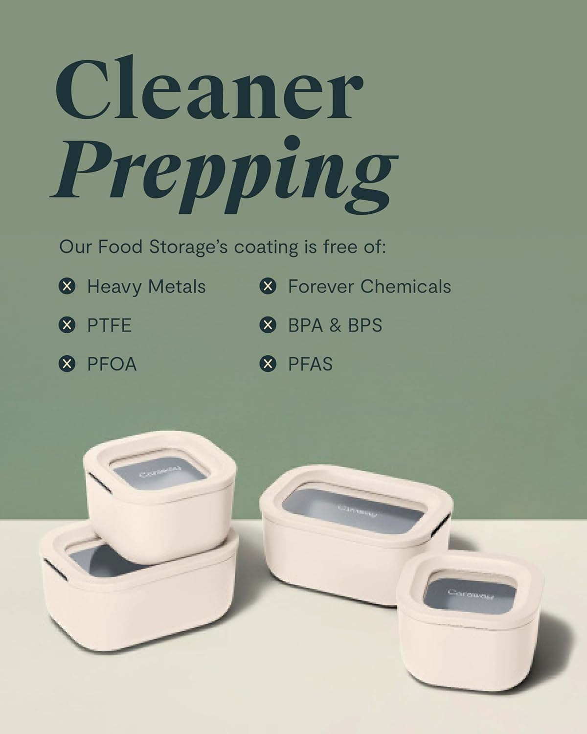 Caraway Mini Square Food Storage Container - 1.75 Cup Glass Storage Container for Food - Non-Toxic Ceramic-Coated Glass - Air Release Technology - Compact & Stackable Design - Perracotta