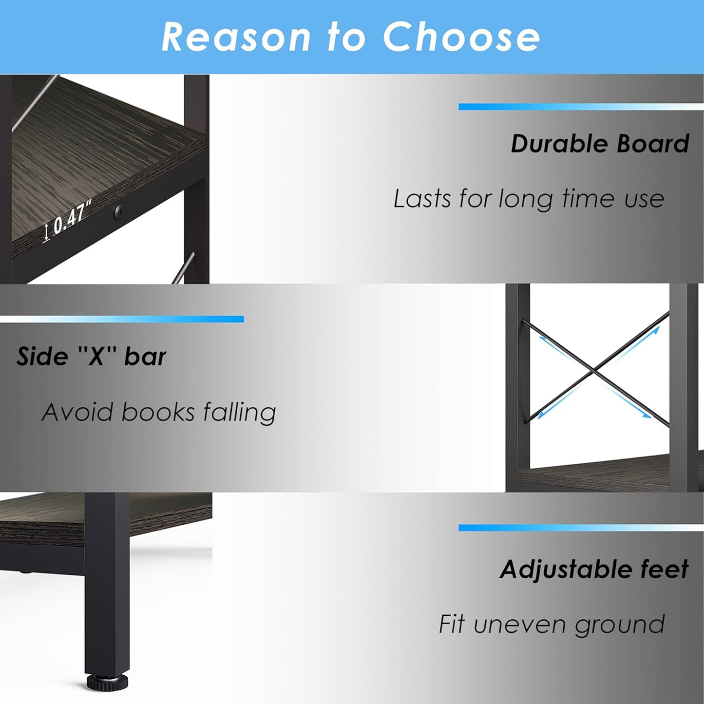 Corner Bookshelves and Bookcases Industrial Corner Etagere Bookcase L Shaped Shelf 6 Tiers with Metal Frame for Living Room Home Office