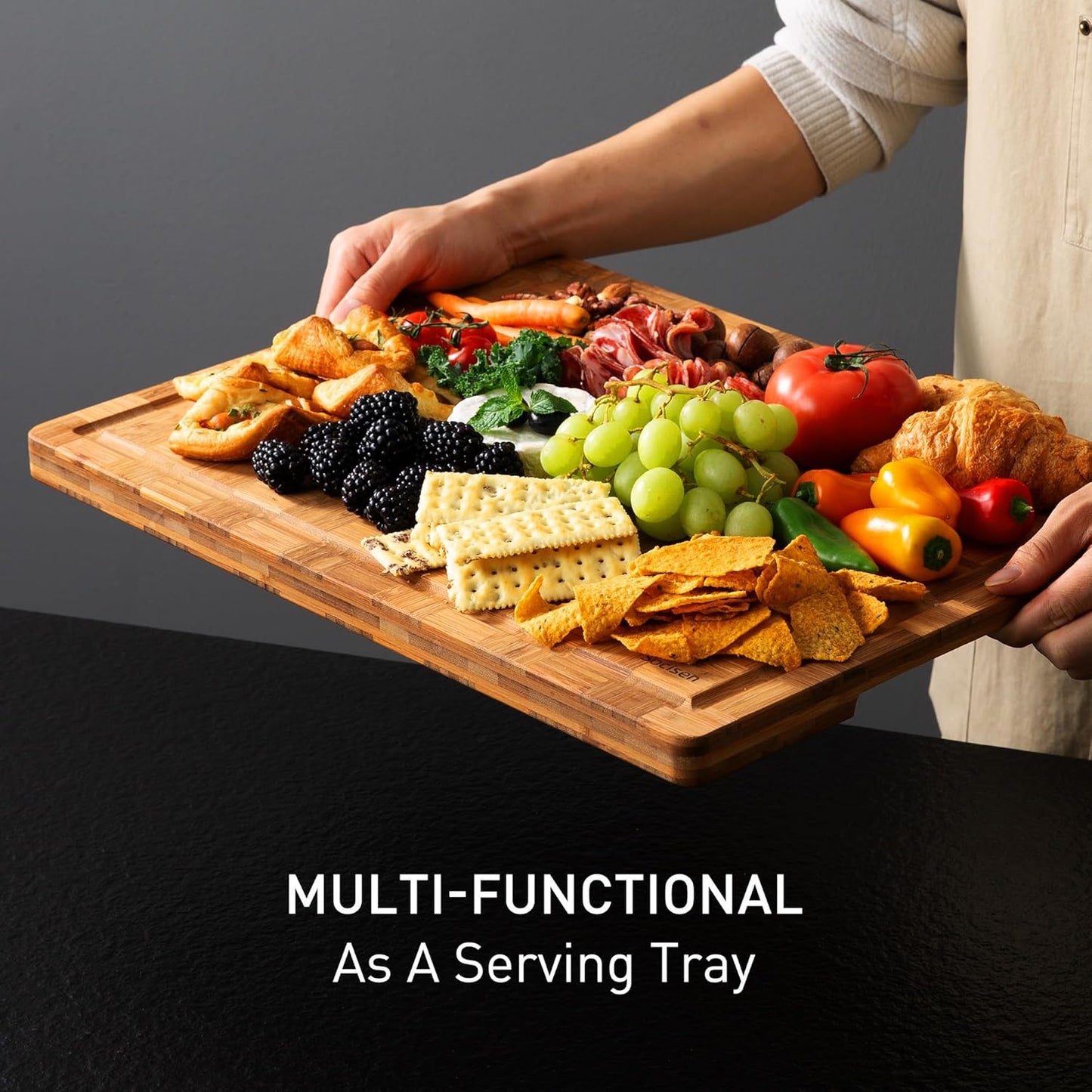 Extra Large Bamboo Cutting Board Non Slip Over Sink Kitchen 2025 First Apartment Essentials Wooden Cutting Board New Home Must Haves Accessories House Warming Decor Housewarming Hostess Host Gifts