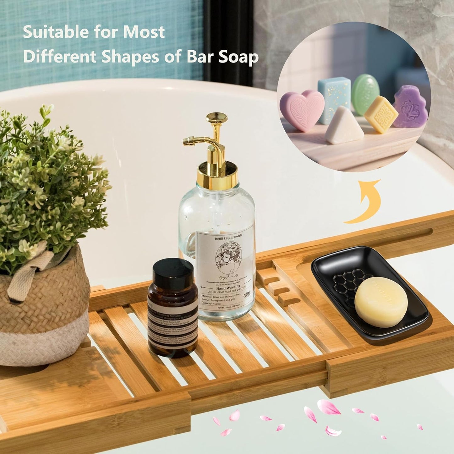 Gomakren Soap Dish for Shower, Bar Soap Holder, Ceramic Soap Dishes for Bar Soap, Halloween Sponge Holder Soap Saver Soap Tray for Bathroom Kitchen Sink, 5.5 Inch, Black