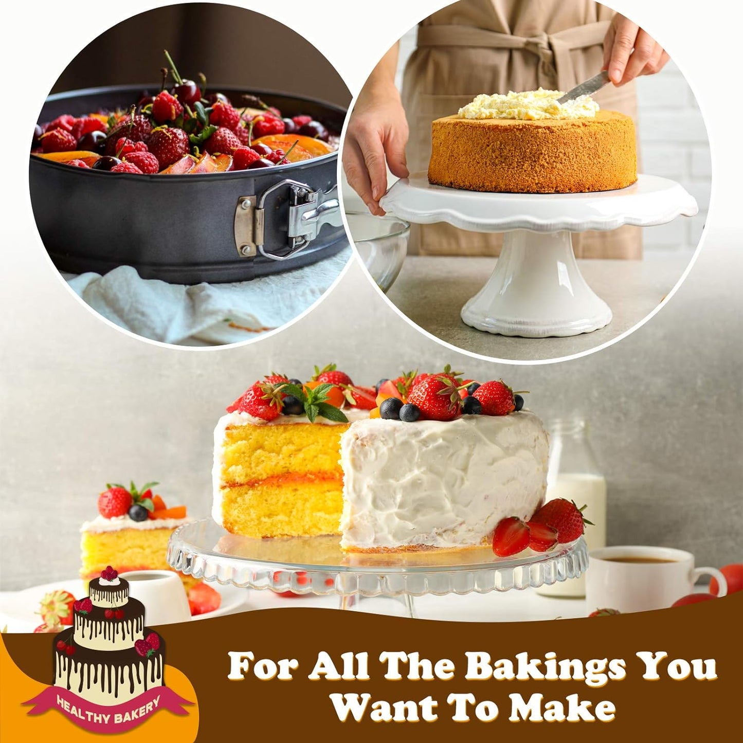 Hiware 8 Inch Non-stick Springform Pan with Removable Bottom - Leakproof Cheesecake Pan