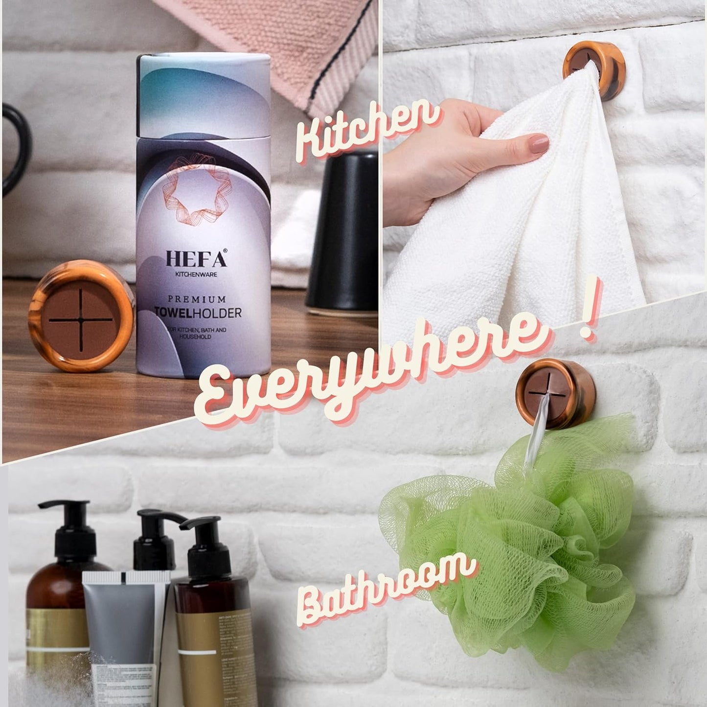 HEFA Towel Holder, Towel Hooks, Dish Towel Holder, Kitchen Organization, Bathroom Accesories, Kitchen Towel Hook, Kitchen Towel Holder, Christmas Gift, Kitchen Gadgets 4 Pack