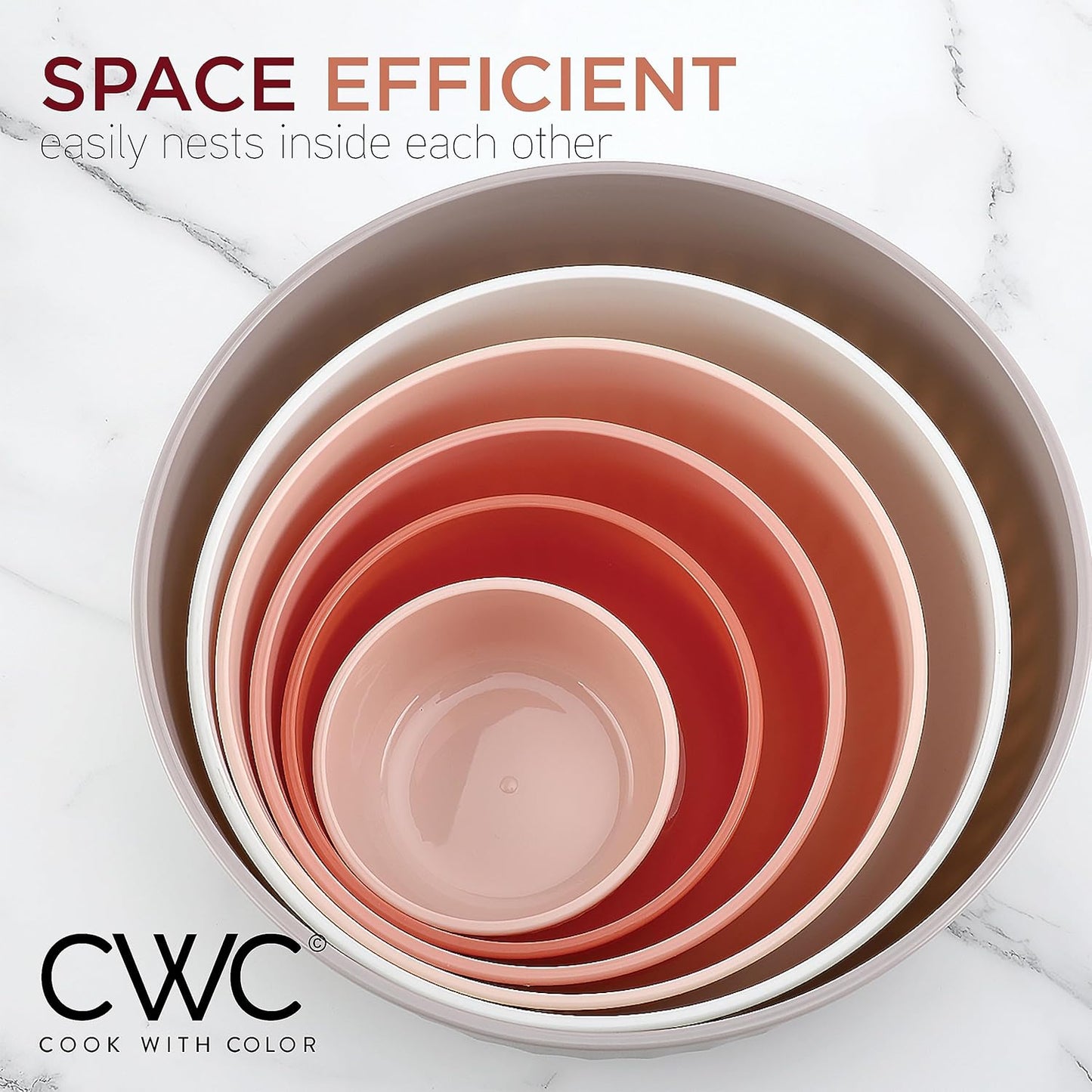 COOK WITH COLOR Prep Bowls with Lids- 12 Piece Nesting Plastic Small Mixing Bowl Set with Lids (Multi Colored), Grey/Pink