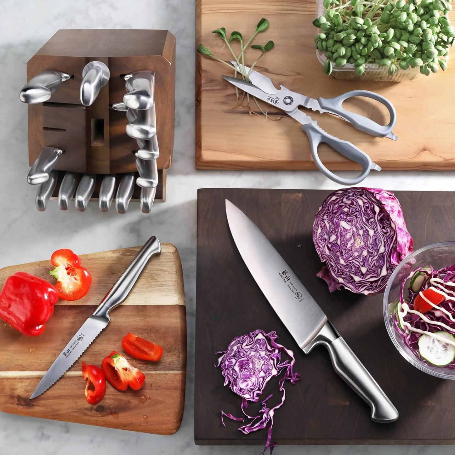 Cangshan Sanford Series 1027051 German Steel 17-Piece Knife Block Set