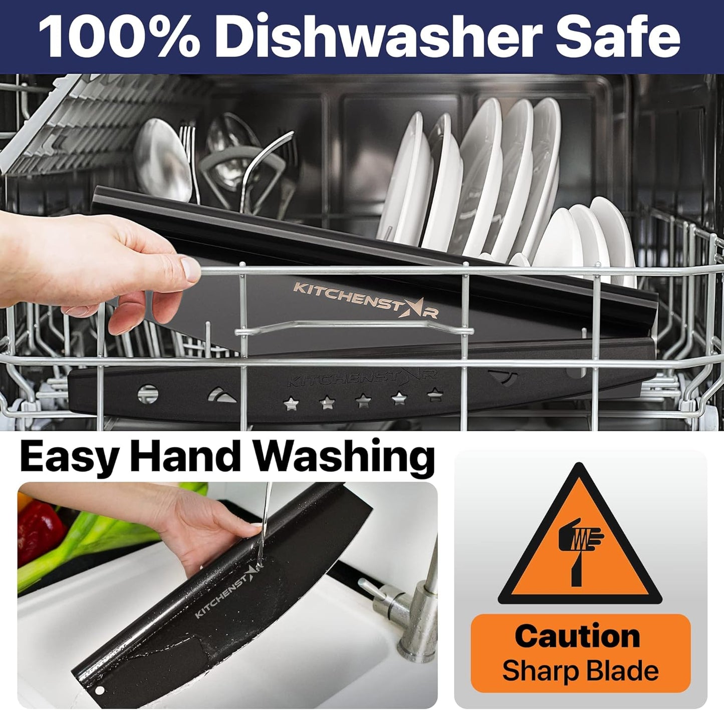 KitchenStar 18-Inch Pizza Cutter Rocker Blade - Sharp Stainless Steel Slicer Knife, Protective Cover, Black Nonstick, Extra Large - Commercial Pizza Oven Accessories