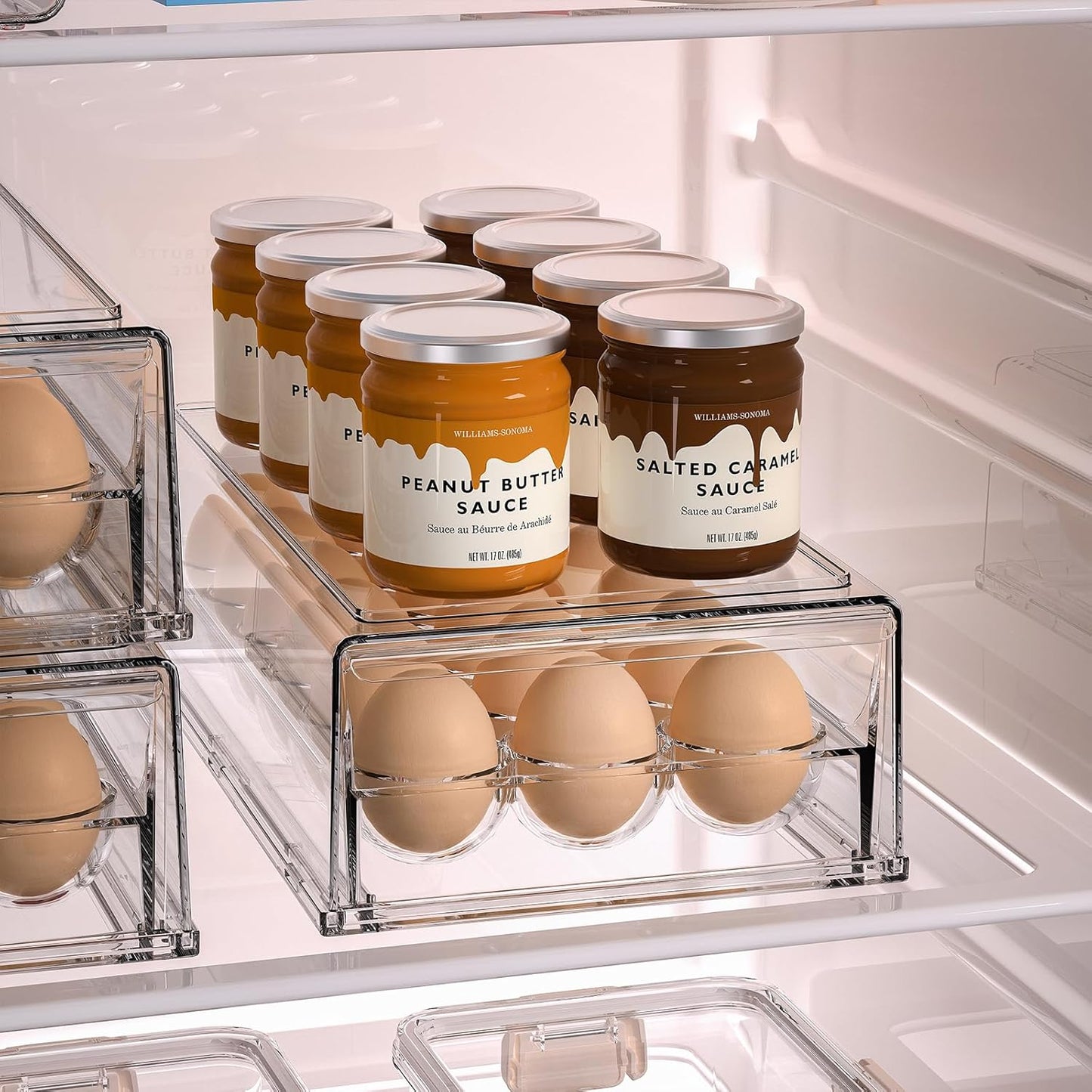 BPA Free Refrigerator Organizer Bins, Stackable Egg Holder, 18 Egg Tray