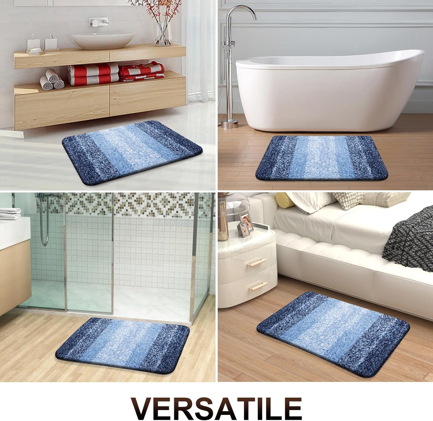 OLANLY Bathroom Runner Rugs 47x24, Extra Soft Absorbent Microfiber Bath Rugs, Rubber Backing, Quick Dry, Machine Washable Bath Mats for Bathroom Floor, Tub and Shower, Home Decor Accessories, Navy