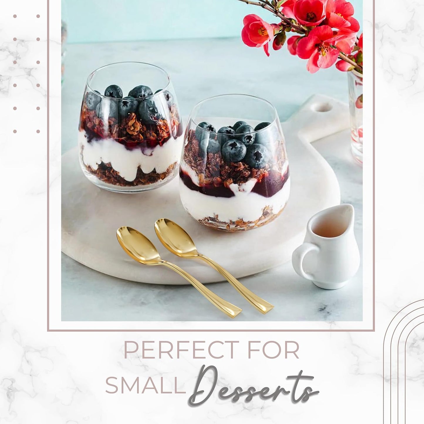 Exquisite Mini Spoons For Desserts - Bulk Pack Of 200 Gold Dessert – Disposable 4.5 Inch Plastic Appetizer Real Flatware Look Miniature Bpa Free Food Safe