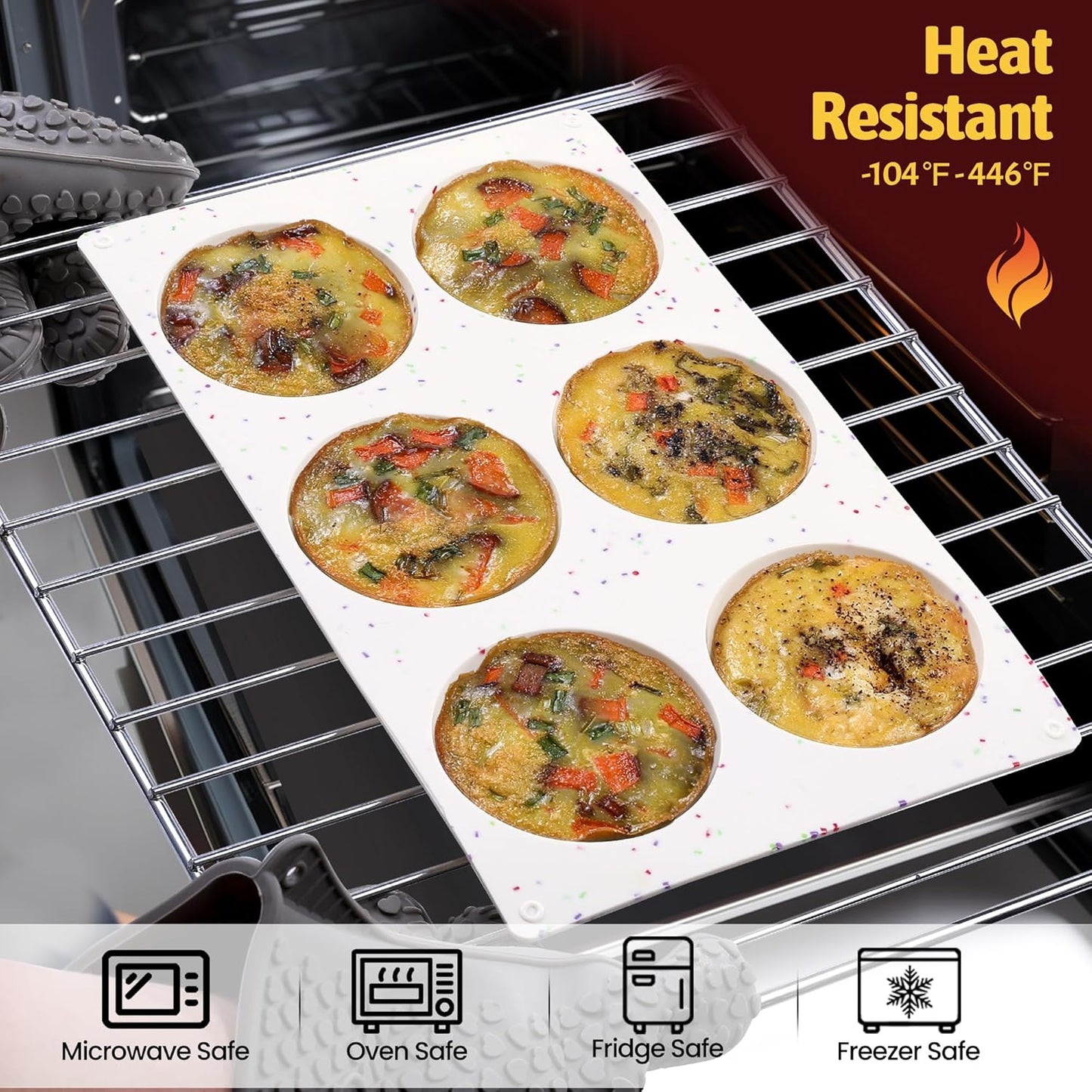 Silicone Egg Sandwich Molds, 3 Inch Muffin Top Pan Non Stick Mold for Breakfast Sandwiches, 2 Pack Whoopie Pie Pan, Circle Mold for Baking English Muffins, Egg Sandwich, Whoopie Pies