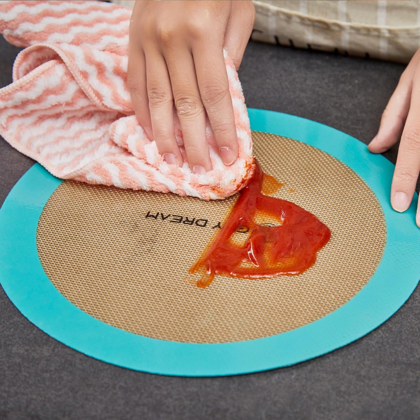 GUYDREMAT 9-Inch Silicone Baking Mats Set of 2 - Non-Adhesive, Heat Resistant Up to 480°F, Durable for Baking Cakes, Pizza, Pastries, Bread, Easy Storage, Ideal for Convection Ovens