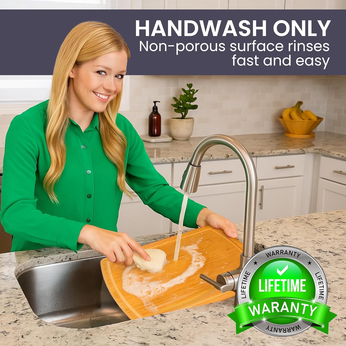 FSC® Certified Extra Large Bamboo Cutting Board Set of 3 – Featuring Glue-Free Surface™ Non Toxic Wood Cutting Boards for Safer Family Cooking and Lifetime Replacements for Peace of Mind