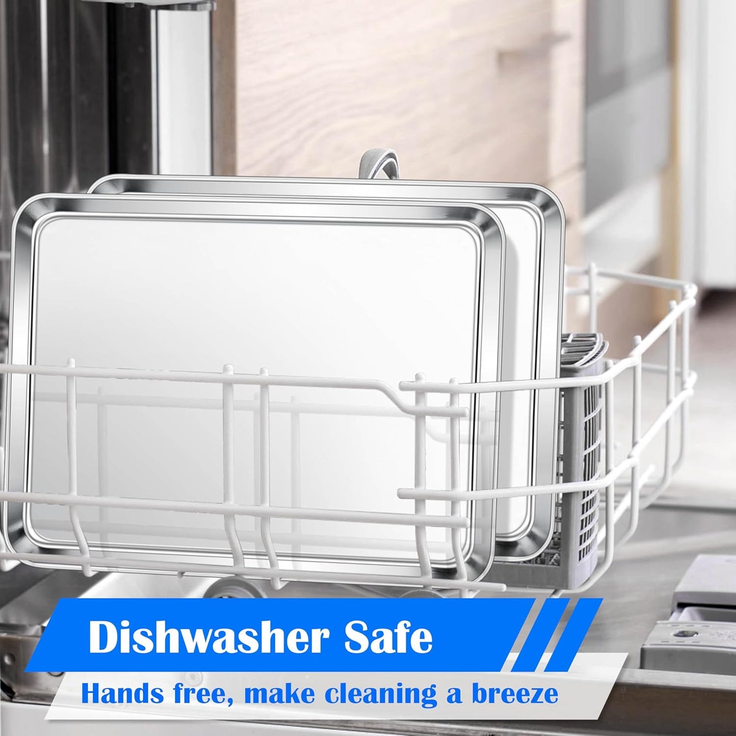 E-far Large Baking Sheets, 20”x14” Stainless Steel Cookie Sheet Pans for Oven, Non Toxic Big Metal Baking Trays for Cake Cookies, Healthy & Rust Free, Mirror Finish & Dishwasher Safe, 2 Pack