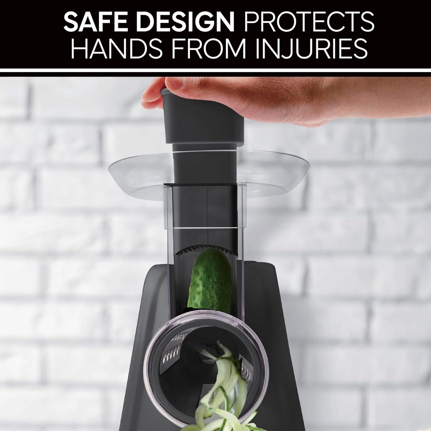 COOK WITH COLOR 5-in-1 Electric Slicer, 150W Food Prep Machine – Cheese Shredder, Fine & Coarse Graters, Potato Grater, Vegetable Slicer, Fruit, Salad Shooter, Compact Design for Bowl Prep, Black