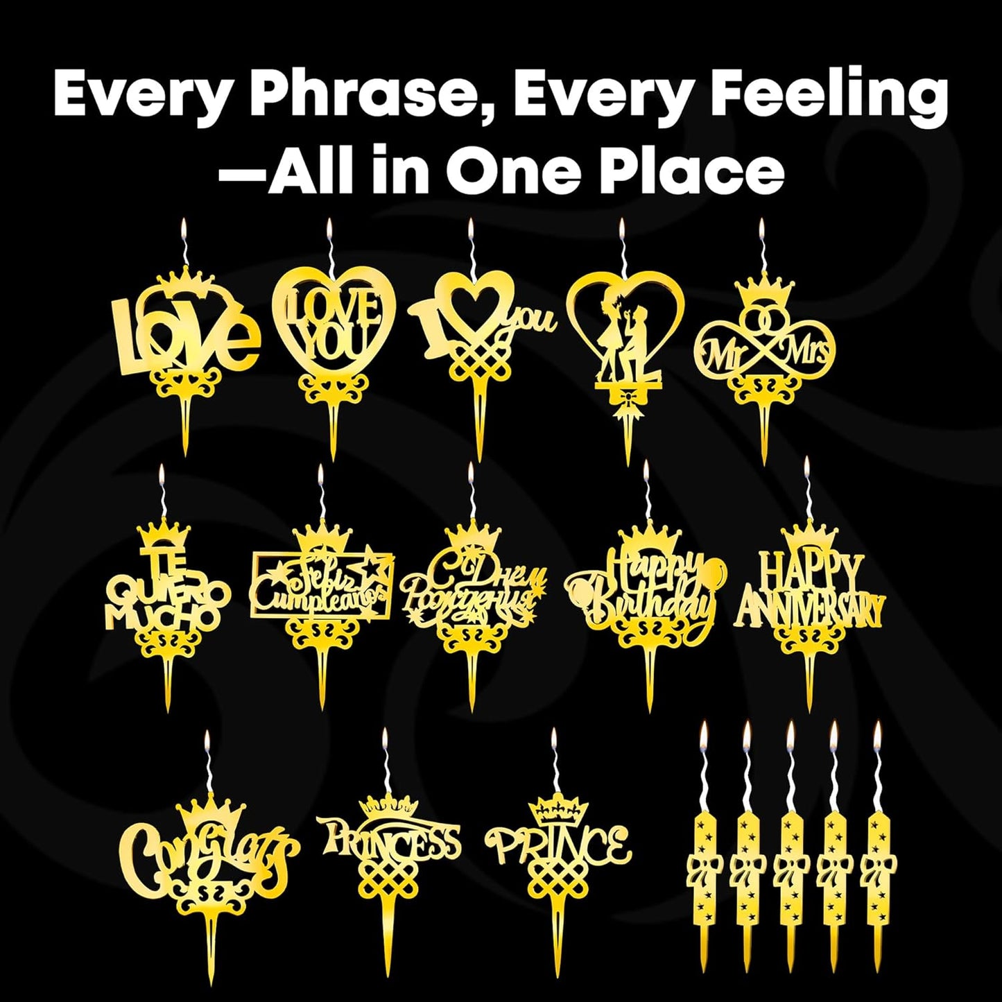 Congrats Reusable Gold Cake Candle - Luxury Cake Topper Candle for Birthdays, Weddings & Anniversaries - Reusable Food Safe Acrylic, Shiny Mirror Finish - Happy Birthday Cake Topper Decor