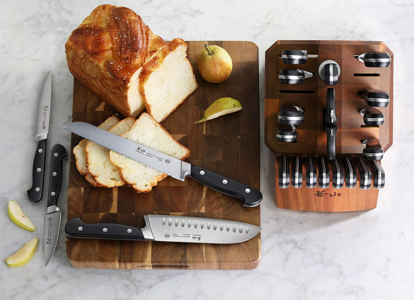 Cangshan V2 Series 1024128 German Steel Forged 23-Piece Knife Block Set, Acacia