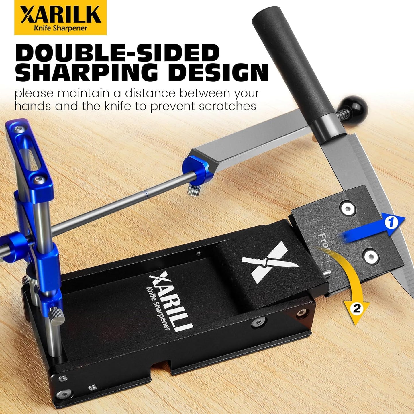 Foldable Portable Knife Sharpening System, Adjustable Knife Sharpener Kit with 3 PCS Aluminum Plates Diamonds (320#, 800#, 2000#), Blade Flips Without Removal, for Hunting, Kitchen Knives