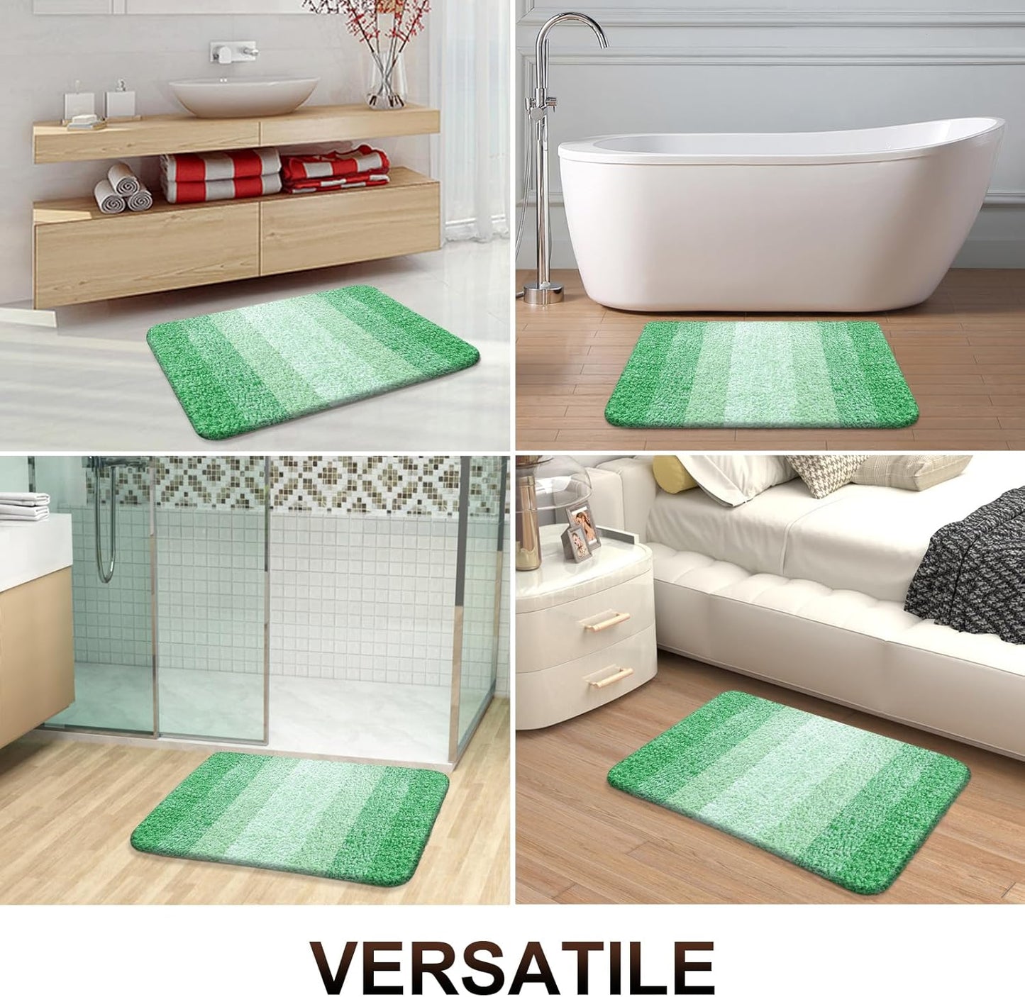 OLANLY Bathroom Runner Rugs 59x24, Extra Soft Absorbent Microfiber Bath Rugs, Rubber Backing, Quick Dry, Machine Washable Bath Mats for Bathroom Floor, Tub and Shower, Home Decor Accessories, Green