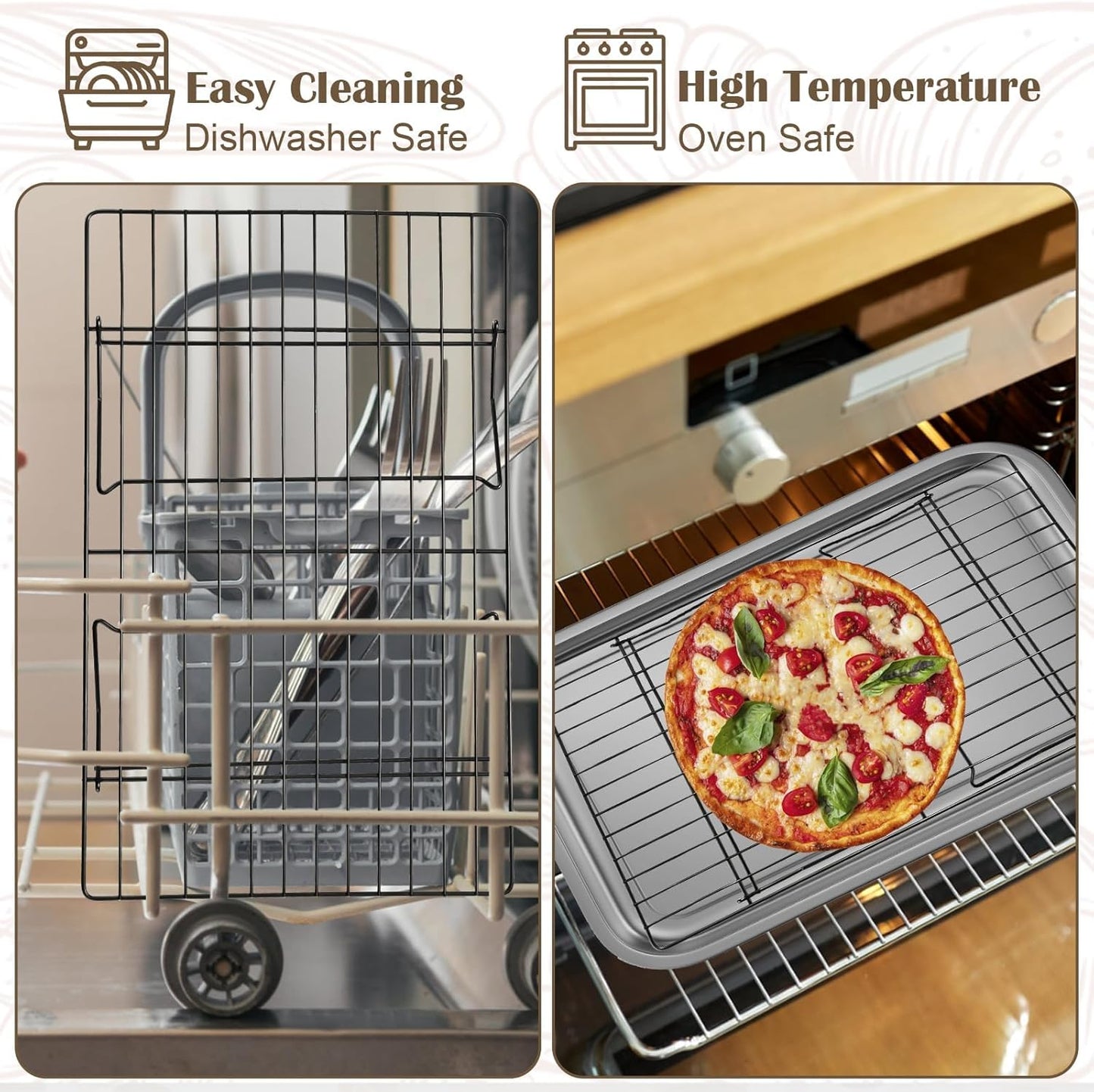 Cooling Racks - 3P Stackable Tall Baking Racks, 10 * 16 Inch Stainless Steel Wire Rack for Baking Sheet, Cooling Racks for Cooking and Baking, Oven and Dishwasher Safe