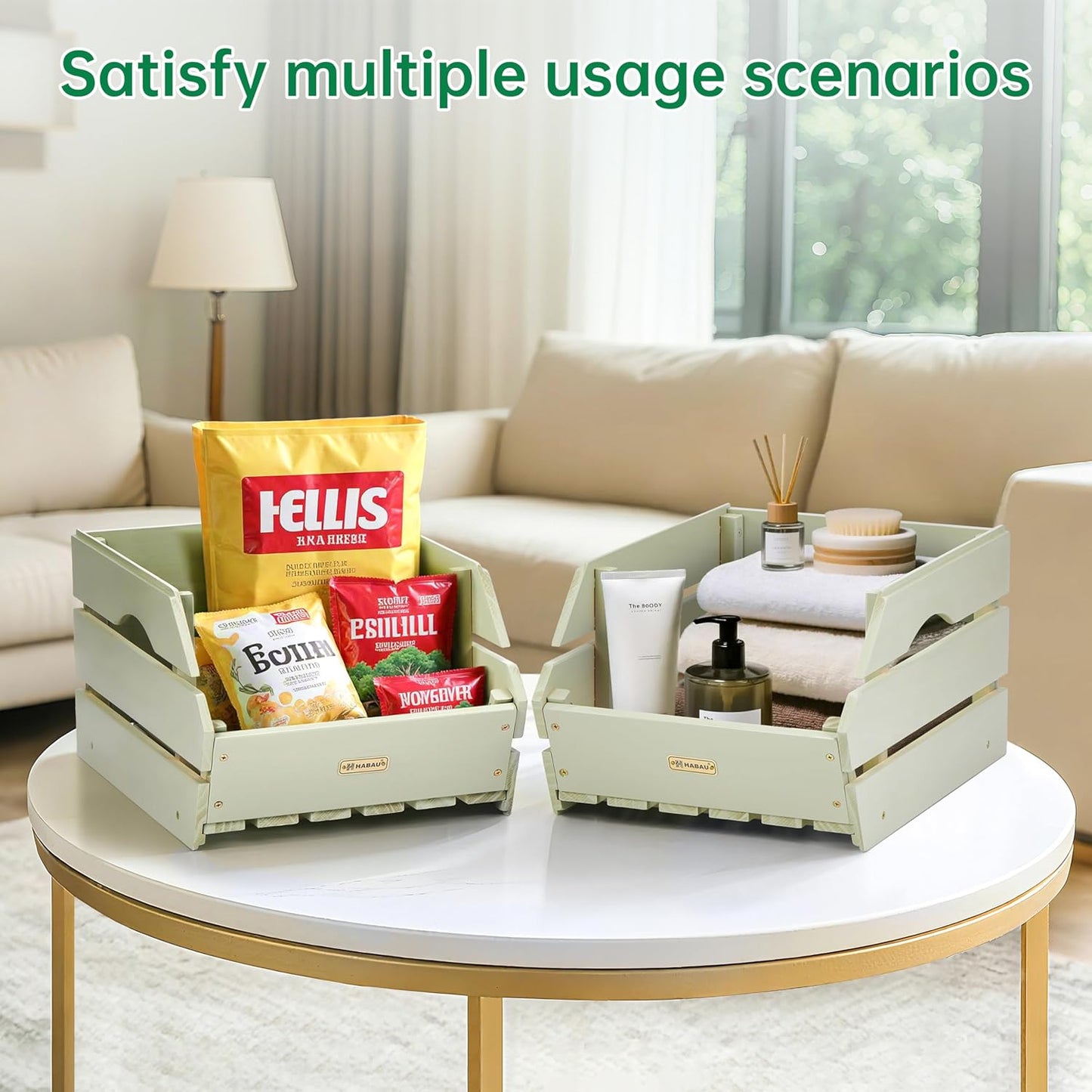 HABAU Wood Potato Onion Storage Bins - Wooden Stackable Produce Basket - Fruit Vegetable Storage for Kitchen Pantry Organization, Set 3 Pieces