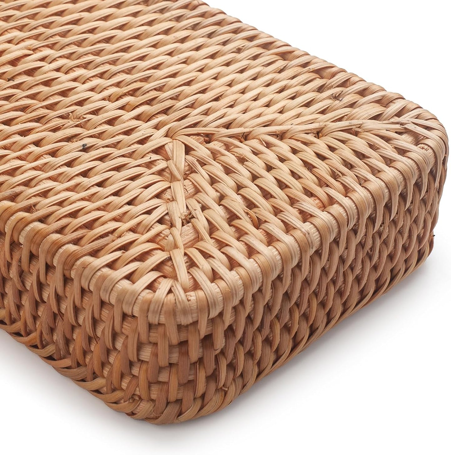 Rattan Bathroom Vanity Trays Toilet Tank Baskets Long Narrow Hand Towel Storage Basket for Storage, Decorative (Natural 10.2 x 4.9 x 1.6 inch)