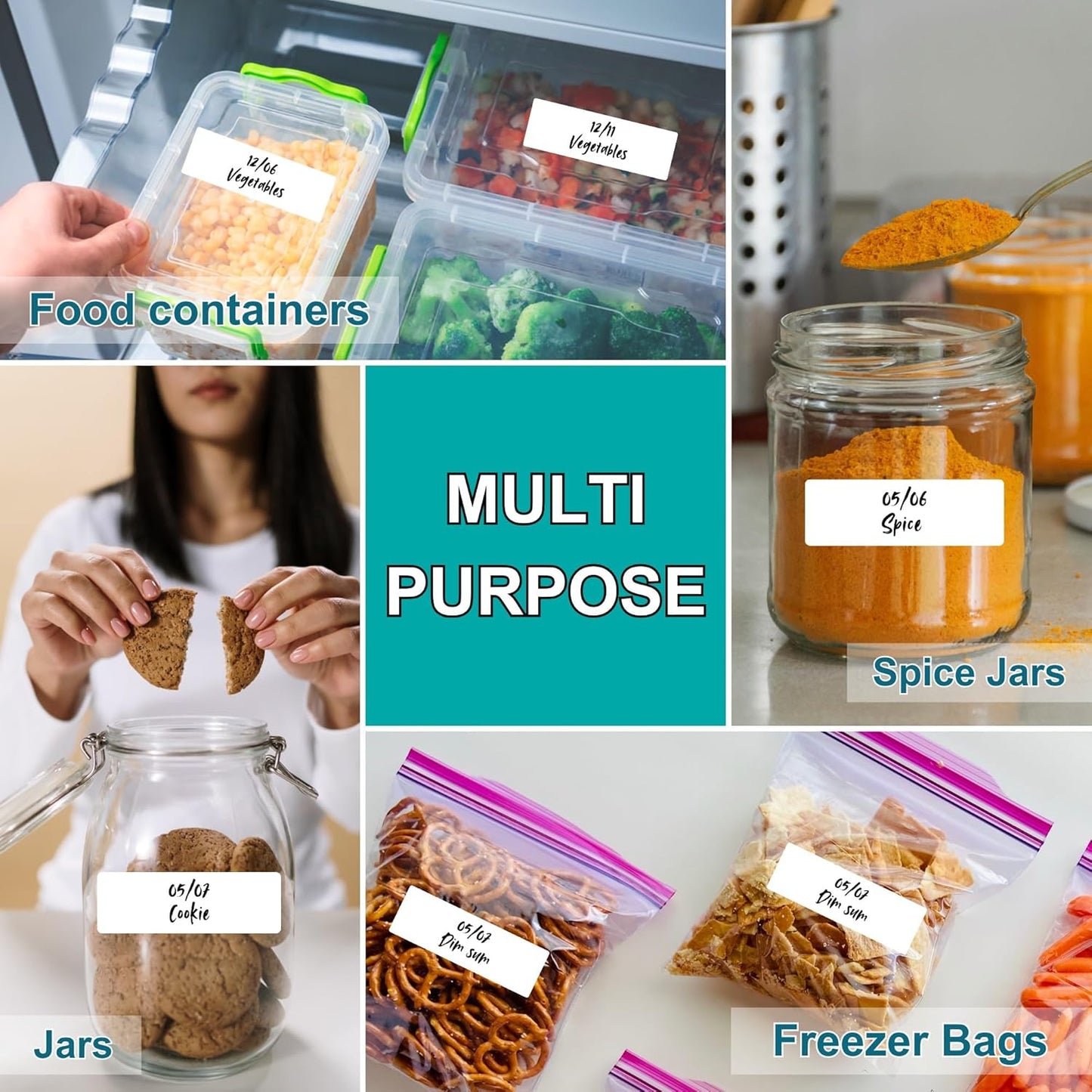 CATIFLIN 600 Blank Removable Freezer Label Stickers, 1”x3” Waterproof Adhesive Paper Tags with Perforation, Easy to Write & Peel for Food Jars, Bottles, Containers, Refrigerator, Storage