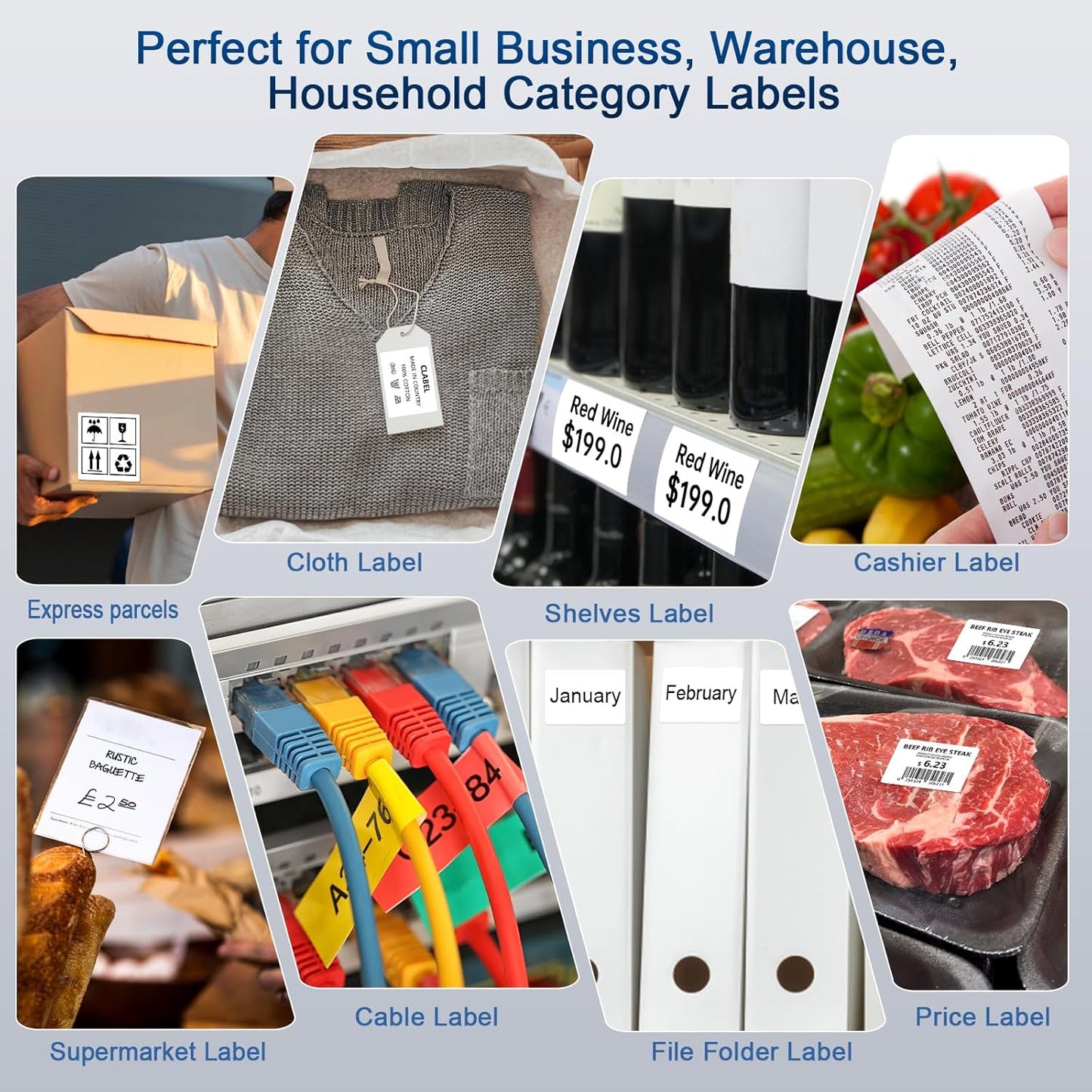 CLABEL Desk Bluetooth Barcode Label Printer: Label Maker with Direct Thermal Printing, 3 Inch Print Width for Barcodes Address Shipping Warehouse with 1 Roll Label (3 Inch Soot)