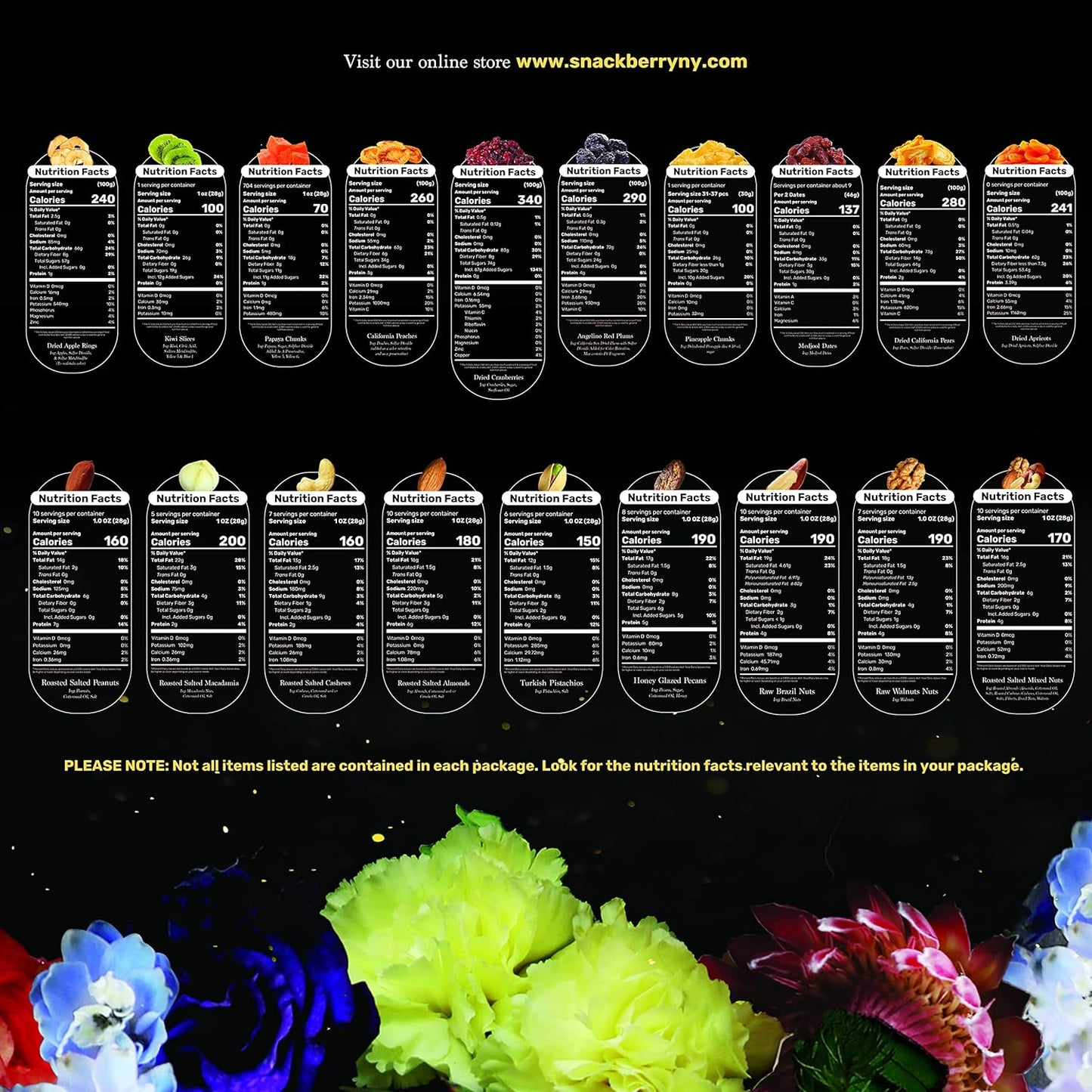 Dried Fruit & Nuts Gift Basket Arrangement Platter, Gourmet Food Snack Box, Gift Basket, Birthday Care Package, Healthy Kosher - Her Him - 12 Snackberry Assortment (Single)