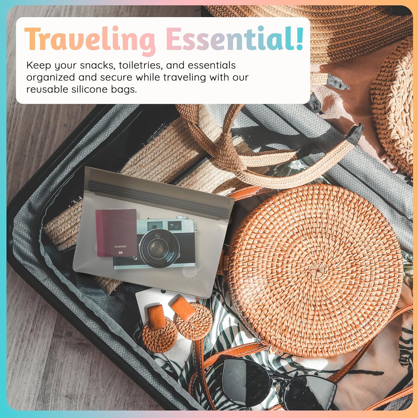 Reusable Silicone Food Storage Bags – 6-Pack Stand-Up, BPA-Free, Freezer, Dishwasher Safe & Eco-Friendly – 6 Gallon Bags – Airtight Leakproof, Organization and Storage Baggies (Grey)