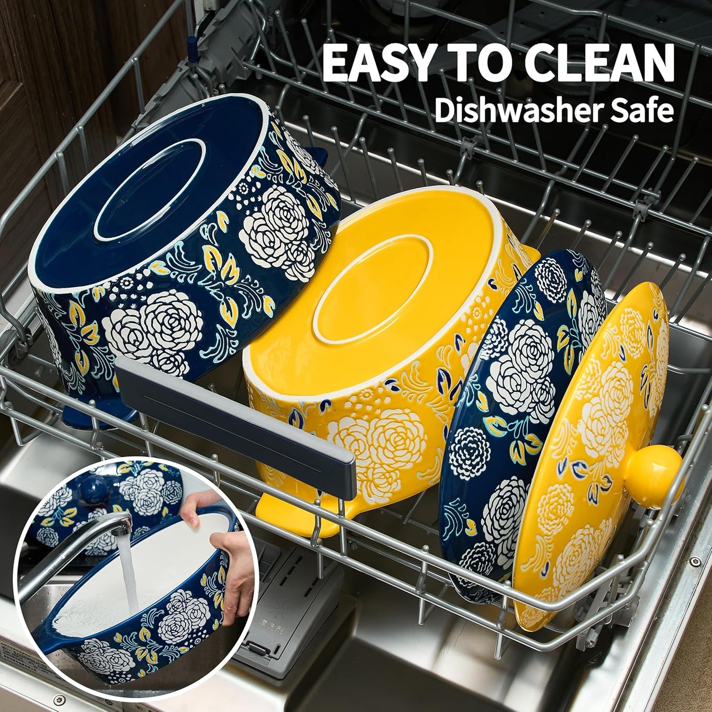 Ceramic Casserole Dish With Lid, Casserole Dishes for Oven, Baking Dish Lasagna Pans For Cooking, Oval Baking Pan, Dutch Oven, Perfect for Bread Baking and Serving, Housewarming, Thanksgiving - Blue