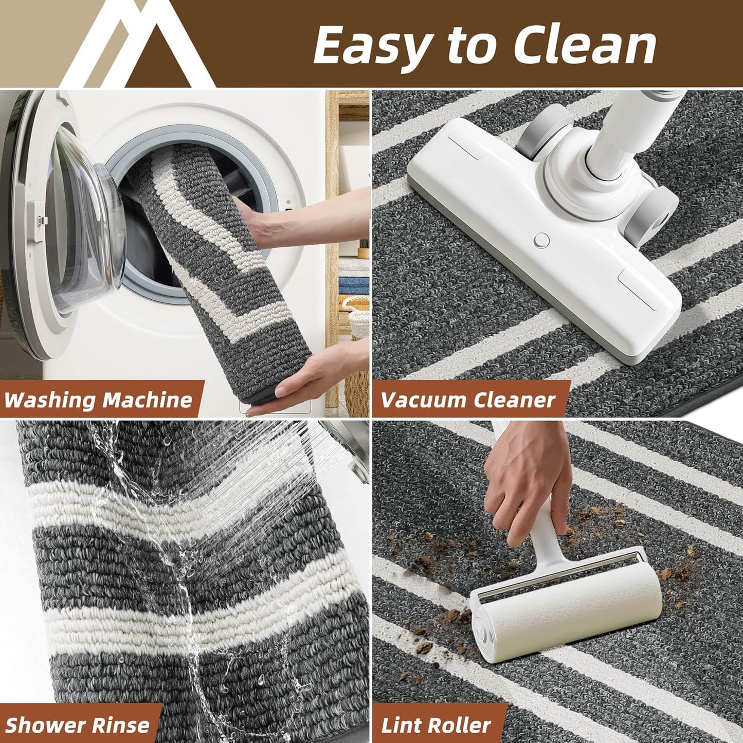 COSY HOMEER Long Kitchen Floor Mats for in Front of Sink Super Absorbent Kitchen Rugs and Mats 24"x59" Non-Skid Kitchen Mat Standing Mat Washable,Polypropylene,Dark Grey,Frame