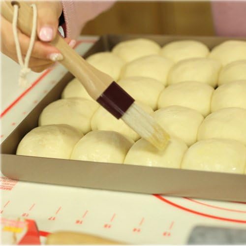 Pastry Brush Natural Bristle Wooden, MSART Basting/Food Brush, with Beech Wood Handle and Rope Hook, Great for Butter, Cookies, Oil, Bread, Frosting. Easy to Clean (1 inch & 1.5 inch set)