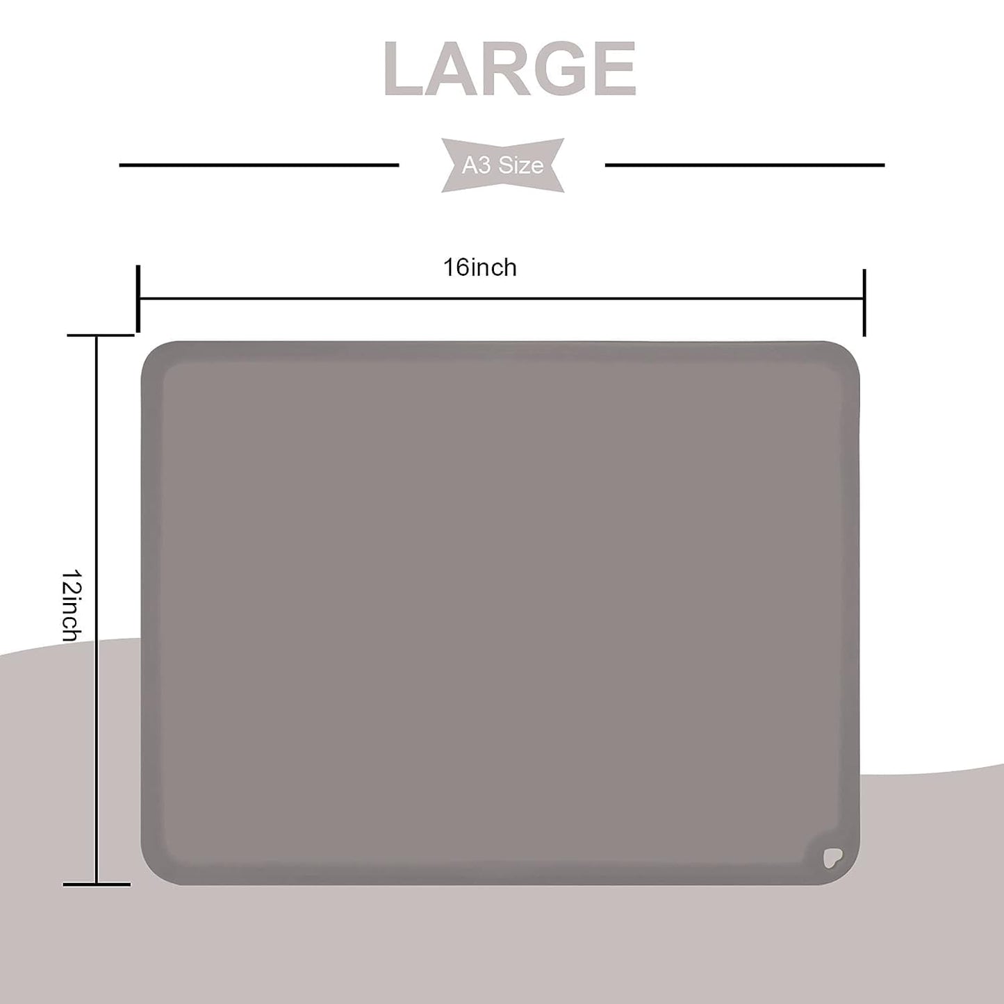 Kids Silicone Placemat, KVK Baby Placemats for Kids Toddler Children Reusable Non-Slip Table Mats Baby Food Mats for Restaurant, 4 Pack, Gray