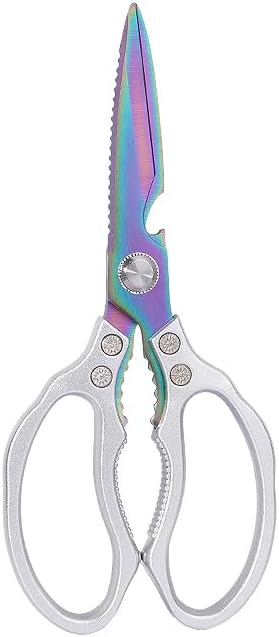 Heavy Duty Sharp Kitchen Scissors, Dishwasher Safe, Cooking Shears for Meat, Chicken, Fish, Poultry, Herb, Bread (Silver Color)