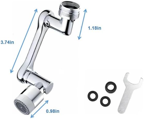 1080° Rotary Faucet Extender, Brass Sink Faucet Aerator Extension, Universal Rotary Multifunctional Robotic Arm Bathroom Faucet Extender, Adjustable, Suitable for Kitchen and Bathroom Faucets