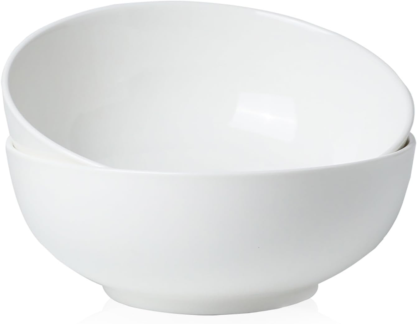 Kanwone Large Serving Bowls - 55 Ounce, Porcelain Salad Bowls, Pasta, Ceramic Soup Bowls, Set of 2, Serving Dishes for Entertaining, Housewarming Gift, Microwave and Dishwasher Safe, White