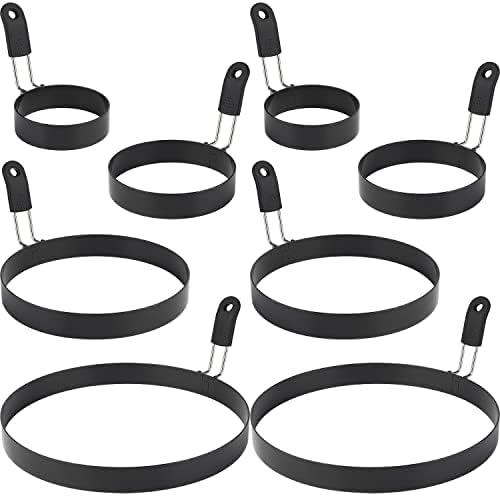Egg Rings 8 Packs Stainless Steel Pancake Molds And Egg Ring Set Nonstick Round Egg And Omelet Molds for Frying Eggs And Muffins (Set of 8)