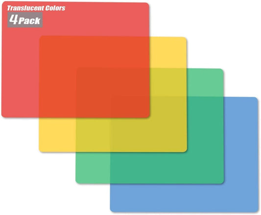 Fotouzy Flexible Plastic Cutting Boards for Kitchen, 4 Translucent Colors Cutting Mats 15 x 12 In, BPA-Free, Non-Porous, Dishwasher Safe, Set of 4