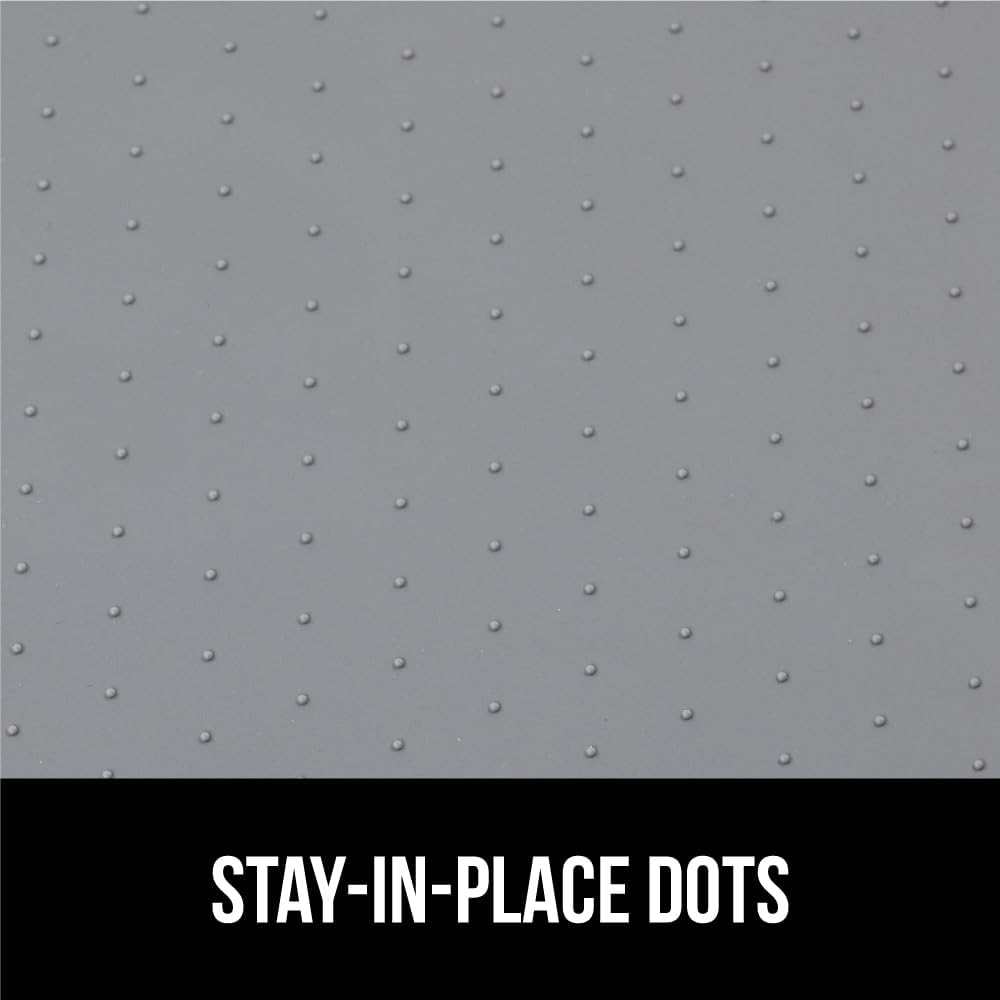 GORILLA GRIP Waterproof Silicone Under Sink Mat with Raised Lip for Kitchen and Bathroom, 31 x 22 in, Cabinet Shelf Liner Stay in Place Mats Dishwasher Safe Drawer Liner, Organizer Tray, Gray