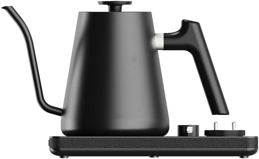 DJ Electric Gooseneck Kettle - Pour Over Coffee & Tea - Turntable Design - Water Boiler - Quick Heating & Temperature Control - Black