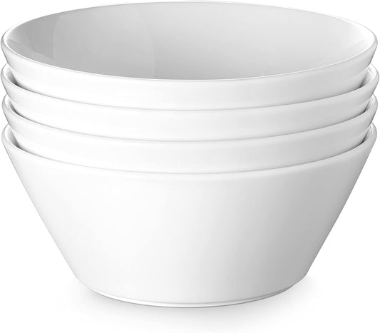 DOWAN 58.5 OZ Large Ceramic Salad Bowls Set of 4 - Microwave & Dishwasher Safe, Ideal for Salad, Fruit, Pasta, Snacks, Oatmeal - Soup Bowls Set for Restaurant, Party, Daily Use, Wedding, Off-White