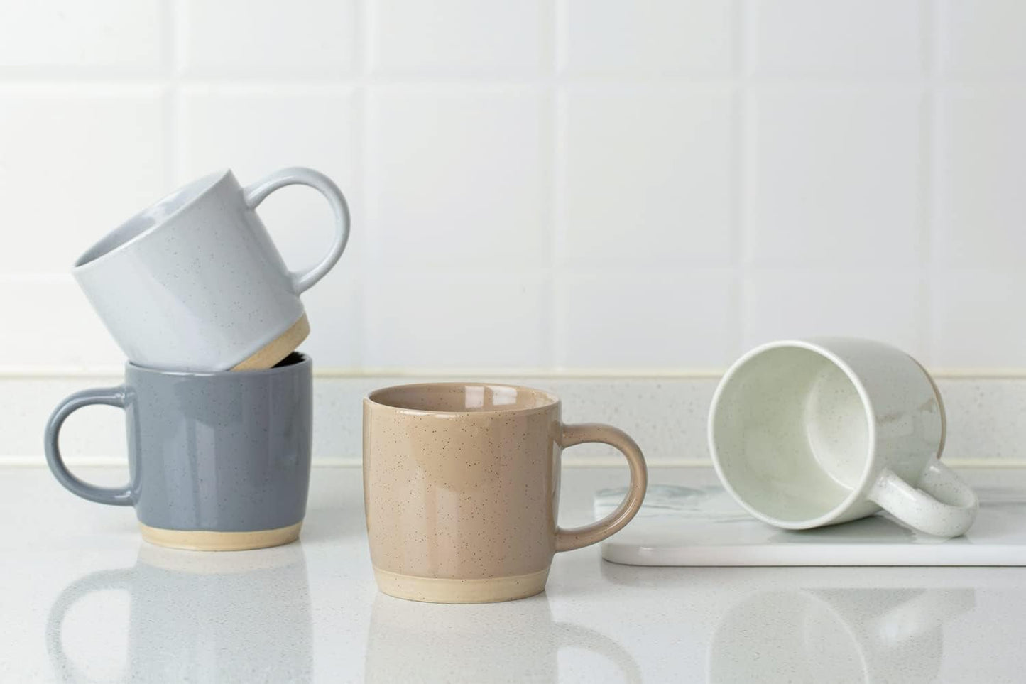 famiware Coffee Mugs for 4, 12 oz Mug Set, Dringking Cup with Handle for Coffee, Tea, Cocoa, Milk, Milkyway serise, Multi-color