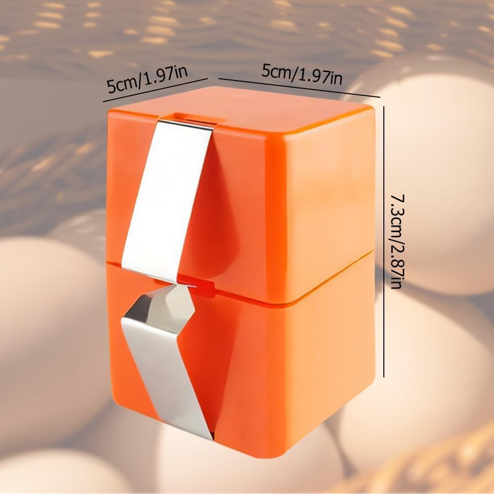 Egg Shell Opener Remover, Eggs Peeler Separator for Boiled and Raw Eggs, Stainless Steel Eggshell Cutter Kitchen Tools for Cooking and Breakfast Prep (Orange Square, 1 Pcs)