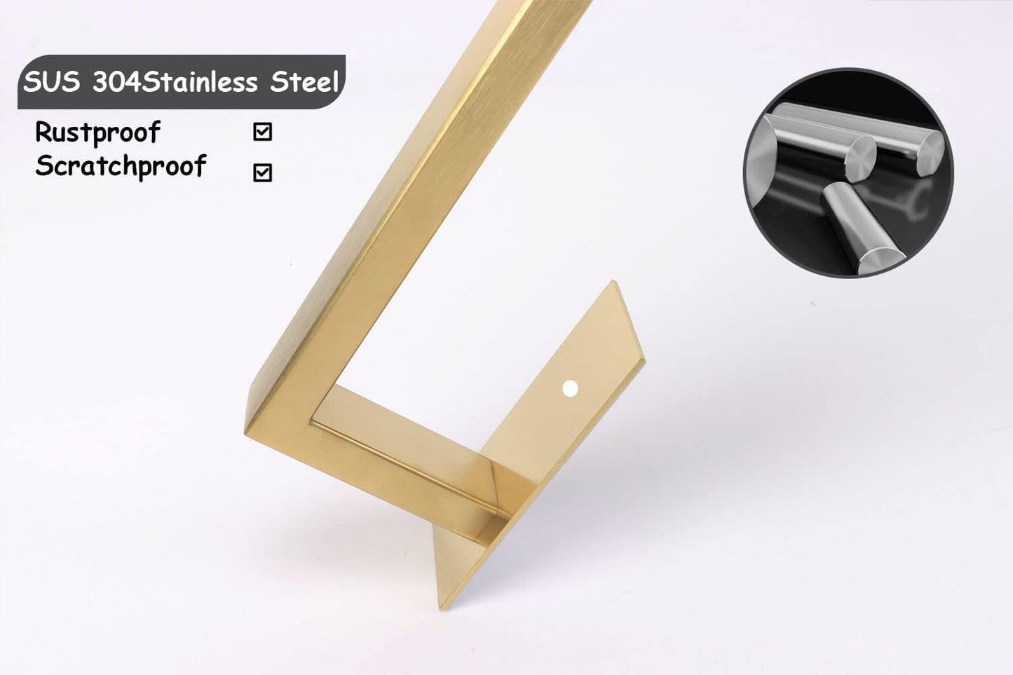 Bathroom Towel Bar Self Adhesive, No Drilling Towel Rack Easy to Install,Hand Towel Holder Made of Premium Stainless Steel Sticky on Hand Towel Hanger for Kitchen, Toilet.(16IN, Gold)