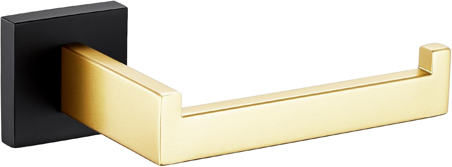 KOKOSIRI Toilet Paper Holders Wall Mounted Toilet Roll Holder for Bathrooms Hardware Washroom T-304 Stainless Steel, Matte Black and Gold B2003GDK