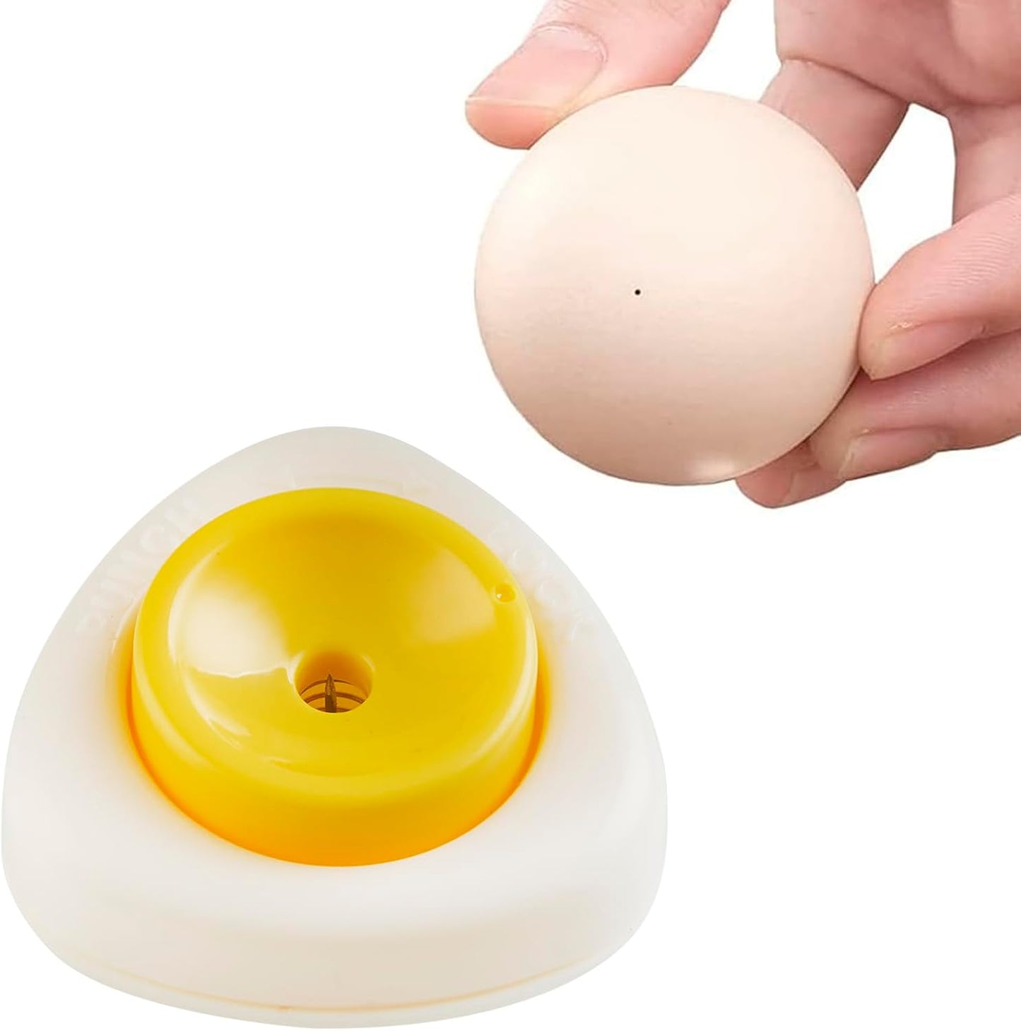 Egg Piercers for Raw Eggs, Egg Hole Poker Egg Separator Tools for Kitchen Gadgets for Hard Boiled Eggs Simple Egg Punchers Piercer with Retractable and Sharp Pin 2 Pack, Yellow, Complimentary Spoon