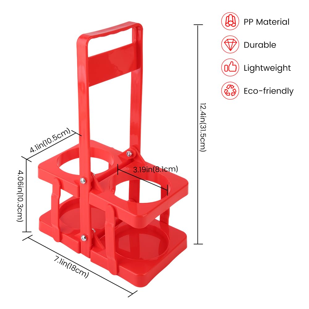 Bodaon 2 Cup Drink Carrier with Handle, Plastic Cup Carriers for Drinks, Drink Holder for Car, GrubHub/Eats Doordash Accessories, Portable Foldable Reusable Mobile, Use for Food Delivery Bag, Red