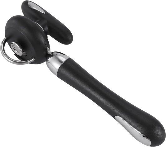 Can Opener Manual Tin Opener Stainless Steel Heavy Duty, Oversized Hand-held Easy Rotary Knob, Safe Cut Manual Can Opener with Non-Slip Handle, Smoother Cut Sharp Blade for Seniors Kitchen Tool, Black