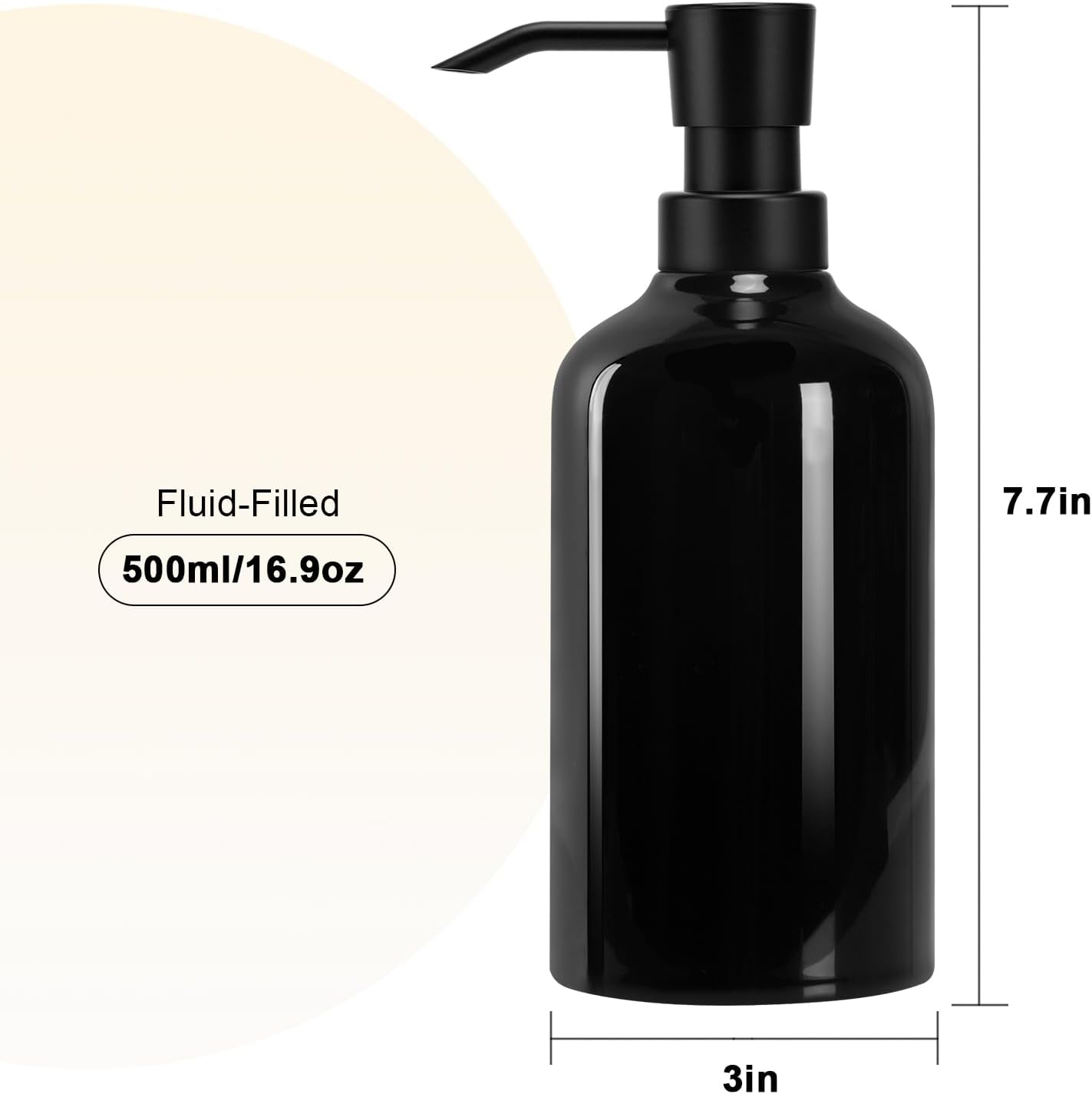 Ceramic Black Soap Dispenser Bathroom, 16.9oz Hand Soap Dispenser for Kitchen, Hotel