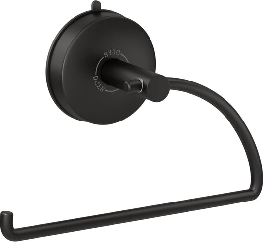 DGYB Suction Cup Hand Towel Ring Black Hand Towel Holder for Bathroom Wall SUS 304 Stainless Steel Kitchen Towel Hanger